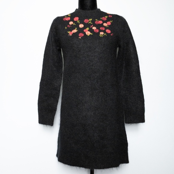 SEZANE Uriel Long Sleeve Dress in Black Multicoloured - Size Small - Picture 2 of 13